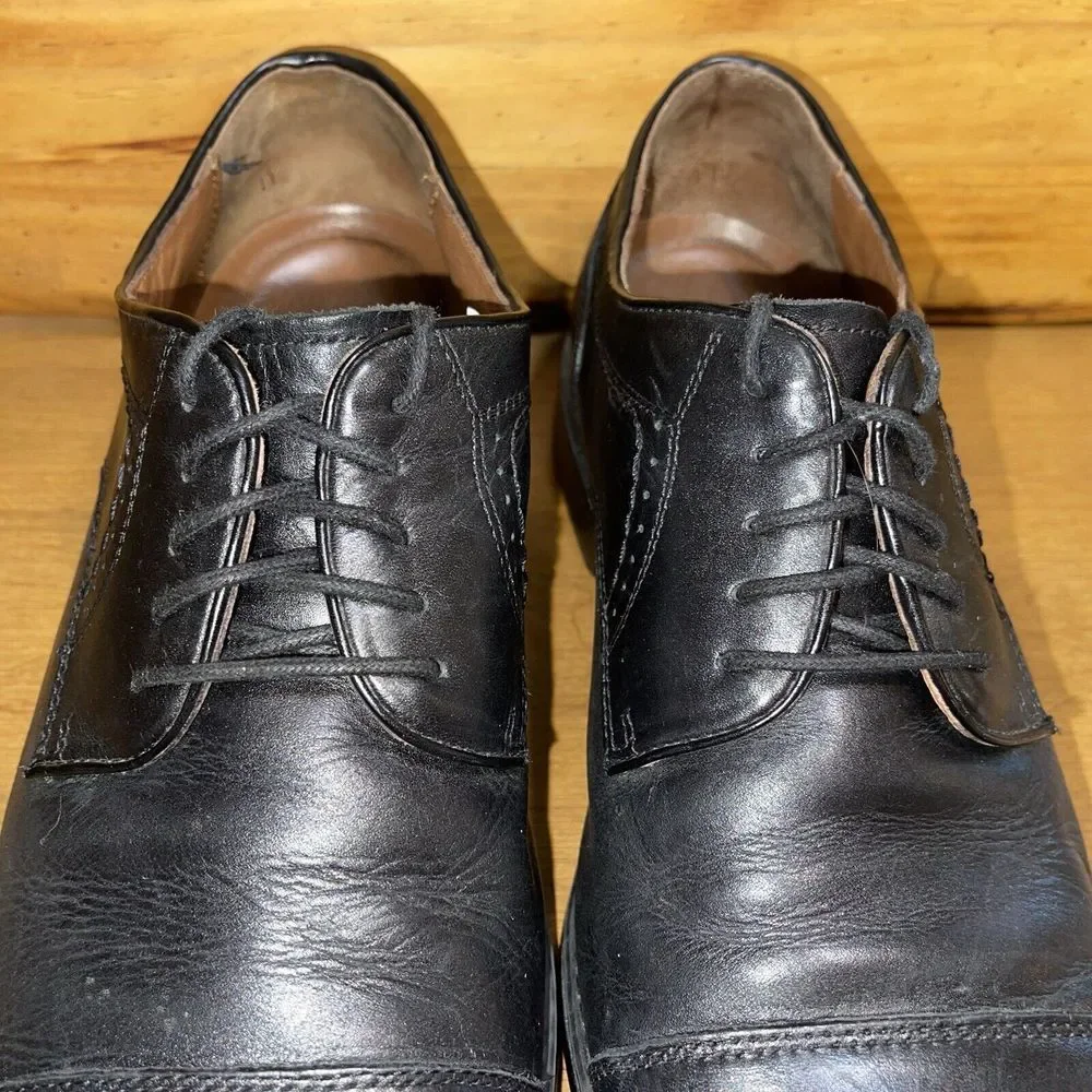 Johnston‎ & Murphy Shoes Men 11 Black Sheepskin Dress Casual Shoes Cap Toe